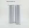 Sublimering DIY CUPS 20OZ Svart vit tumblers med lock halm rostfritt stål dricks kopp vakuum isolerad rånar LXL1424-1-ZWL