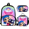 Bolsas escolares Buleflyer Cartoon True e Rainbow Kingdom 3pcSset for Teenagers Backpack Supplies Bookbag