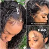 Long 10-28inches lâche lacet bouclée avant perruque résistante à la chaleur résistant à la chaleur de la chaleur Perruques synthétiques avec les cheveux bébé pour les femmes noires Méencomanie Direct