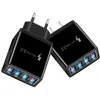 5V3A Adaptador de potência rápida Cabos USB 4USB portas Carregador de parede adaptativo Viagens de carga inteligente universal UE US Plug OPP Pack Top Quality