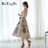 Koreanska blommiga tryckta långa midi klänningar Sexig elegant fest Baklösa Slim Vintage Summer Street Strap Dress Women 210506