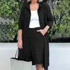 Damskie spodnie damskie spodnie Comfy Długość Koszulki Koszula Płaszcz Zestaw Kobiet Outfit Oddychający