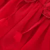 Bebek Kız Tang Takım Elbise Çin Tarzı Kış Dantel Şal A-Line Kız Elbise Sıcak Kırmızı Yıl Parti Peri Prenses 210625