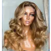 Ombre Dark Light Brown 13x6 Transprent Lace Front Parrucca per capelli umani Highlight Body Wave 360 Frotnal Pre Pluck con Baby Hair T Part