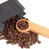 Trä kaffescoop med väska klipp matsked massivt bok trä mätning te böna skedar clips present zzc8682