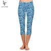LETSFIND Fashion Women Casual Leggings High Waist 3D Cashew Flowers Digital Print Plus Size Mid-Calf 3/4 Stretch 211204