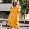 SURMIITRO Vestito da donna sexy manica corta Summer Ruffles Lace UP Vestito estivo allentato Backless Beach Party Sun Mini Dress Donna 210712