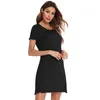 Sleepwear mulheres de verão seção fina seção ondulada cor sólida modal de mangas curtas soltas nightdress feminino camisola sexy home desgaste