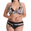 Plus Size 6XL Bikini Set Push Up Swimwear Kobiety Kwiatowy Druku Duży Brazylijski Swimsuit Seksowny Bandaż Garnitur Kąpielowy 210629