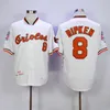 Vintage Cal Ripken Jr. Jerseys Baseball 1975 1989 2001 Blanc Noir Orange Pull Bouton Home Away Tout Cousu et Broderie