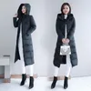 Plus Size 4xl 5xl 6xl donna giacche invernali con cappuccio colletto alla coreana imbottito in cotone cappotto femminile caldo addensato lungo parka D242 210512