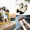 Sandalen Sommermode Damen Metall String Bead Damen Offene Zehenschuhe Quadratischer Absatz Koreanischer Gladiator