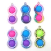 Fidget Toy Portachiavi Portachiavi Finger Toys Stile arcobaleno Push Bubble Gioco da tavolo Sensoriale semplice fossetta Antistress Confezione regalo colorata