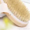 Peau sèche chaude corps doux poils naturels la brosse de SPA en bois bain douche brosse à poils SPA brosse corporelle sans poignée DLH060