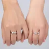 J152 S925 Sterling Silver Couple Rings with Diamond Fashion Simple Zircon Pair Ring Jewelry Valentine's Day Gift Dropship286s