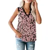 Sommer Leopardenmuster Bluse Frauen V-Ausschnitt ärmelloses schulterfreies Hemd Top Damen Tops und Blusen Casual Damen Shirts 210608