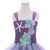 Flower Kids Girls Birthday Party Tutu Dresses with Headband Purple Sea Star PrincToddler Baby Girls Wedding DrKids Cloth X0803