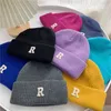 Autumn Winter Warmer For Girls Casual R Letter Woolen Hat Women Clothing Accessories Beanies Knitted Caps