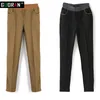 Pantalones causales de invierno Capris Mujeres Elástico Cintura alta de algodón Espesano Talla grande 5XL 6XL Pantalones de lápiz flaco Pantalones femeninos 210519