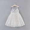 Filles Gilet Robes Pour Enfants Sans Manches Blanc Dentelle Fleur Broderie Dos Nu Princesse Tutu Robe De Bal Enfants D'été Robe D'été Q0716