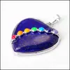 Jewelry Heart Shape Chakra Beads Natural Stone Pendants Lapis Lazi Opal Obsidian Crystal Pendant Necklaces & No Chain Drop Delivery 2021 Pdd