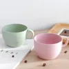 1 pièces paille de blé café lait petit déjeuner tasse à thé fond plat cadeau tasse en plastique réutilisable voyage enfants tasses pour cuisine salle de bain soucoupes