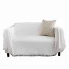 ホームEl Pure Cotton Beddingオフィスソファニットカバー毛布ベッドのためのタッセルタペストリー旅行の装飾毛布211122