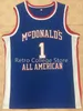 Tracy McGrady＃1 Dolphins McDonald All American Basketball Jersey Top Quality Stitched Embridery任意の番号と名前