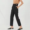 女性のための黒いストレートズボンのための高い腰クロスプラスサイズワイドレッグパンツ女性秋のファッションスタイリッシュ210521