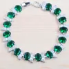 Kolczyki naszyjne Zestaw niesamowity zielony cyklon dla kobiet kryształowy pierścień srebrny kolor i rocznica bransoletki QS0169
