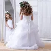 Flower Girl Dresses For Weddings 3D Floal Appliques Little Girls Pageant Dress Tulle First Communion Skirt