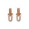 Stud Japanisch Koreanisch hochwertige Ohrringe Geschenk für Frauen Roségold Luxusschmuck Designer Einfacher Punk Edelstahl Stud3304i