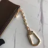 7A quality Genuine Leather Wallet Holder luxury Designer purse Fashion Womens men Purses Mens Key Ring Credit Card Coin Mini Bag Charm Brown Canvas original