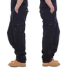 Fashion Cargo Byxor Män Overaller Casual Bomull Multi Fickor Baggy Straight Long Byxor Joggare Streetwear Army Militärbyxor H1223