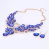 Luxury Gold Plated Multicolor Crystal New Collier Femme Double Swan Statement Necklace Earring for Women Party Wedding Jewelry Set