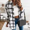 Femmes Plaid Blouse À Manches Longues À Carreaux Surdimensionné Rose Chemise Col Rabattu Épais Dames Vintage Chic Top Blusa