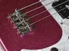 High Quality-4 Strings Shining Rose Red Electric Bass Guitar with Abalone Inlay,Maple Fretboard,White Pearled Pickguard