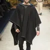 Men's wool cape Autumn Winter Batwing Sleeve Vintage Loose Oversize Poncho Hooded Coats