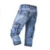 Fashion Men's Cargo Denim Shorts With Multi-pockets Straight Slim Fit Casual Short Jeans For Male Washed Size 29-38