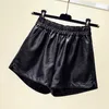 Dimanaf Plus Size Women Short Pant High Waist PU Läder Slacks Byxor Sommar Lady Solid Oversize Home Fashion Skirt 4XL 210611