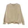 Alpaca pure kleur dikke pullover trui vrouwen gebreide bottoming shirt top grote losse Koreaanse 210427