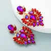 Zarif Çok Renkli Kristal Dangle Küpe Trendy Renkli Rhinestone Kalp Şeklinde Kolye Küpe Kızlar Kulak Takı