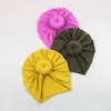 2021 Baby Accessoires voor Pasgeboren Peuter Kids Baby Meisje Jongen Turban Katoen Muts Hoed Winter Cap Knoop Effen Zacht Ziekenhuis Caps Y21111