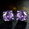 Stud Anillos Yuzuk 100% 925 Sterling Silver Blue Clear Zircon Earrings Gemstone Wedding Vintage Ear Studs Fine Jewelry