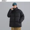 冬のジャケットの男性ソリッドカラーパーカージッパーメンズスタンドカラーウォームシックパフジャケット男性韓国カジュアルパーカーコート210412