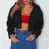 faux fur cropped coat women autumn winter short teddy fluffy button over white ry jacket 210427
