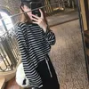 The film early autumn paragraph thin render stripe unlined upper garment sweater knitted skirts two suits female 210417