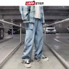 LAPPSTER Men Patchwork Harajuku Y2k Baggy Jeans Japanese Streetwear Hip Hop Wide Leg Denim Trousers Plus Size Harem Pants 211108