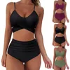 Maillots de bain pour femmes soutien-gorge rembourré d'été maillot de bain Sexy Bikinis ensemble solide Push Up Bikini Bandeau Bandage femme femmes maillot de bain