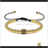 Beaded, Strands Drop Delivery 2021 Simple Prism Copper Bracelets Adjustable Beads Braiding Rame Charm Handmade Bracelet For Men Women Jewelry